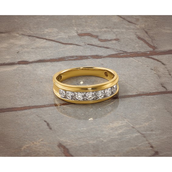 IBGoodman 14k 1 carat Lab Grown Diamond VS/SI+ G+ Seven Stone Complete Polished Men's Ring