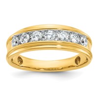IBGoodman 14K Yellow Gold 1 Carat Lab Grown Diamond VS SI+ G+ Seven Stone Complete Polished Men's Ring view 1