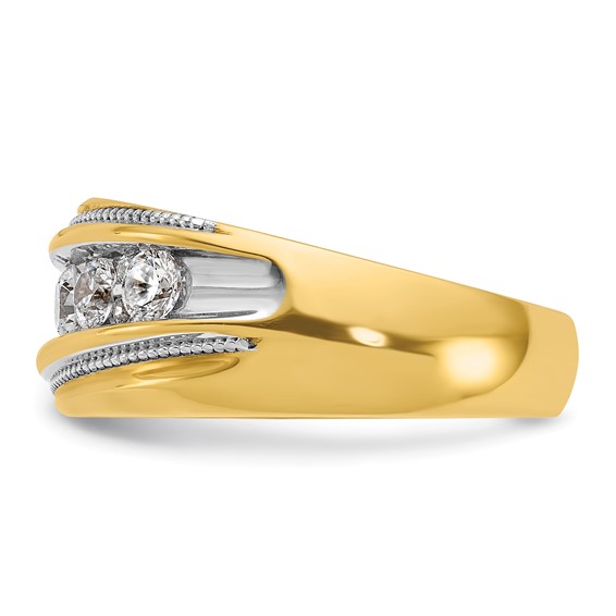 IBGoodman 14k with White Rhodium Men's Polished and Milgrain 1 Carat BB Quality Diamond Ring