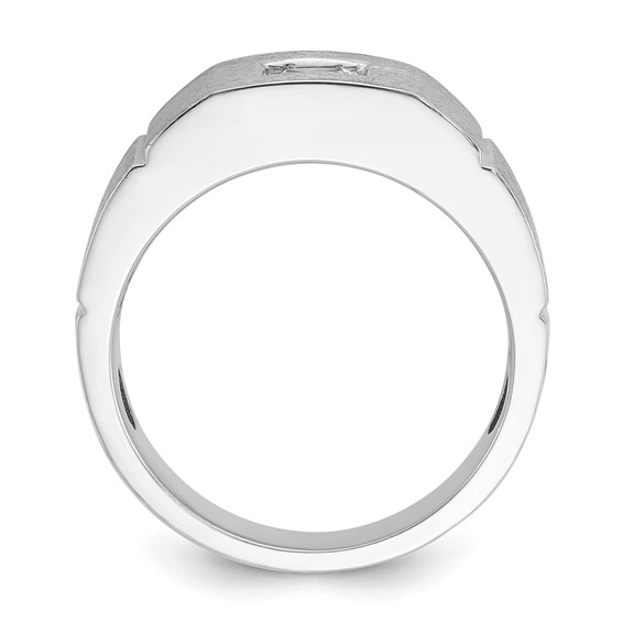 IBGoodman 14k White Gold 5/8 carat Lab Grown Diamond VS/SI+ G+ Complete Polished and Satin Men's Ring