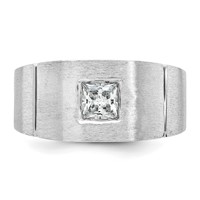 IBGoodman 14K White Gold 0.62 Carat Lab Grown Diamond VS SI+ G+ Complete Polished and Satin Men's Ring view 4