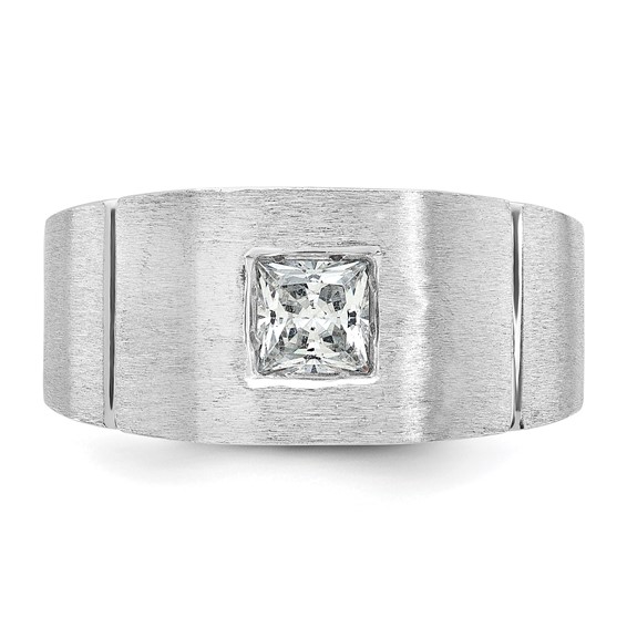 IBGoodman 14k White Gold 5/8 carat Lab Grown Diamond VS/SI+ G+ Complete Polished and Satin Men's Ring