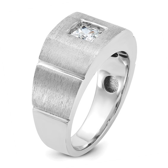 IBGoodman 14k White Gold 5/8 carat Lab Grown Diamond VS/SI+ G+ Complete Polished and Satin Men's Ring