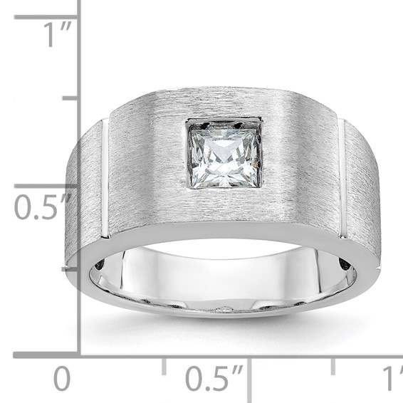 IBGoodman 14k White Gold 5/8 carat Lab Grown Diamond VS/SI+ G+ Complete Polished and Satin Men's Ring