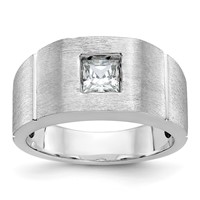 IBGoodman 14K White Gold 0.62 Carat Lab Grown Diamond VS SI+ G+ Complete Polished and Satin Men's Ring view 1
