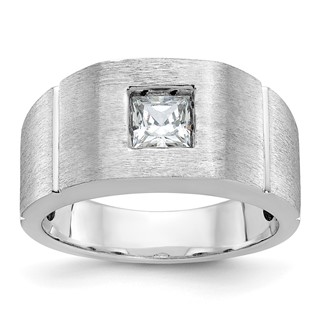 IBGoodman 14k White Gold 5/8 carat Lab Grown Diamond VS/SI+ G+ Complete Polished and Satin Men's Ring