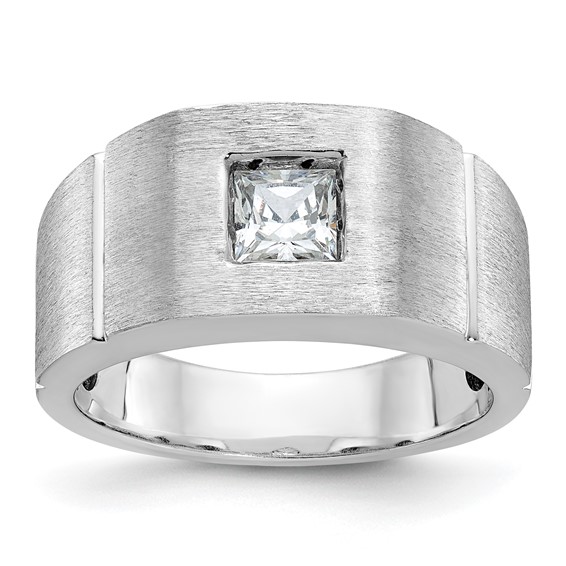 IBGoodman 14k White Gold 5/8 carat Lab Grown Diamond VS/SI+ G+ Complete Polished and Satin Men's Ring