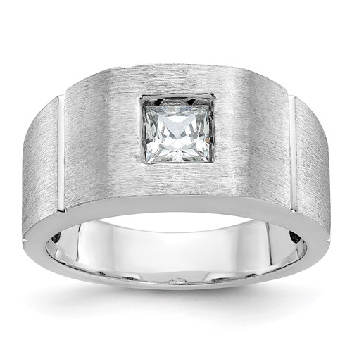 IBGoodman 14K White Gold 0.62 Carat Lab Grown Diamond VS SI+ G+ Complete Polished and Satin Men's Ring