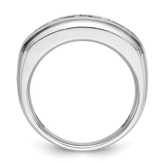 IBGoodman 14k White Gold Men's Polished and Grooved 1 3/4 Carat AA Quality Diamond Ring