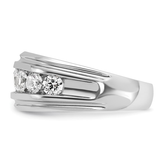 IBGoodman 14k White Gold Men's Polished and Grooved 1 3/4 Carat AA Quality Diamond Ring