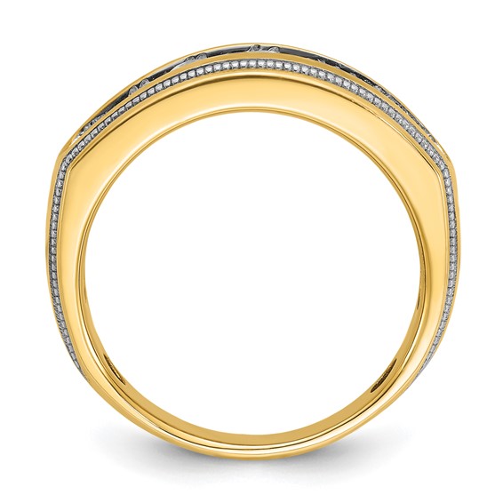 IBGoodman 14k with White Rhodium Men's Polished and Milgrain 1 Carat BB Quality Diamond Ring