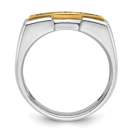 IBGoodman 14k Two-tone Men's Polished and Grooved 5-Stone 1/2 Carat A Quality Diamond Ring