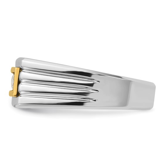 IBGoodman 14k Two-tone Men's Polished and Grooved 5-Stone 1/2 Carat A Quality Diamond Ring