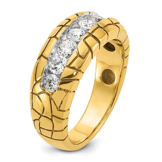 IB Goodman 14k Mens Polished and Nugget Texture 7-Stone Ring Mounting