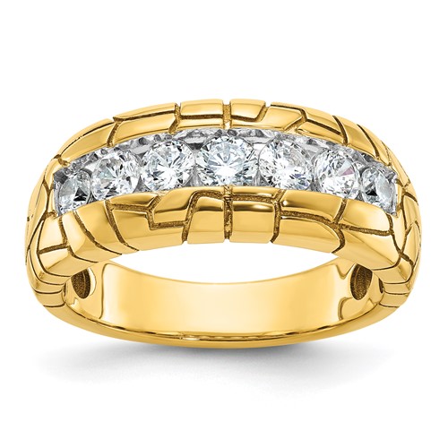 IBGoodman 14K Yellow Gold 1 Carat Lab Grown Diamond VS SI+ G+ Complete Men's Nugget Ring