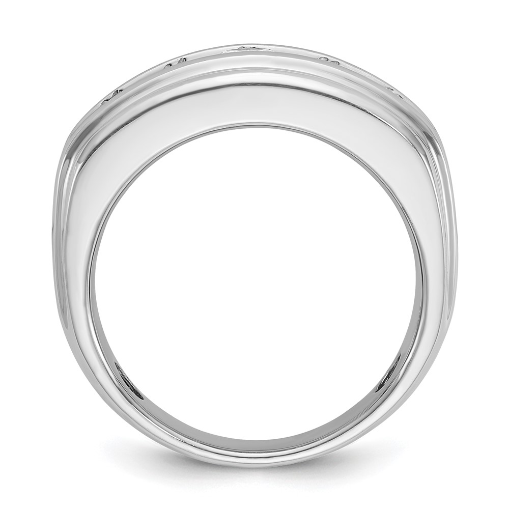 IBGoodman 14k White Gold Men's Polished and Grooved 2 Carat AA Quality Diamond Ring (B64238-4WAA)