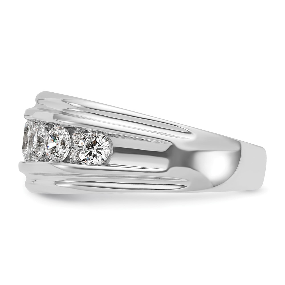 IBGoodman 14k White Gold Men's Polished and Grooved 2 Carat AA Quality Diamond Ring (B64238-4WAA)