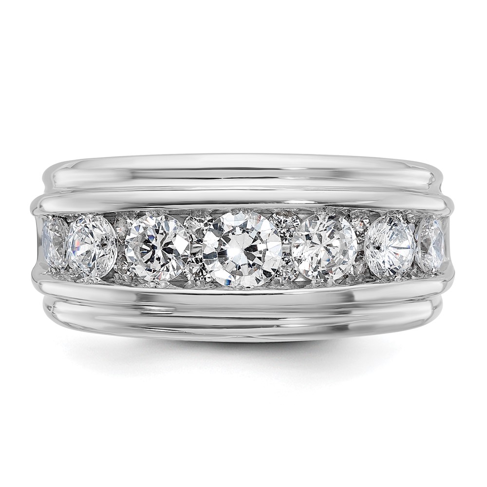 IBGoodman 14k White Gold Men's Polished and Grooved 2 Carat AA Quality Diamond Ring (B64238-4WAA)