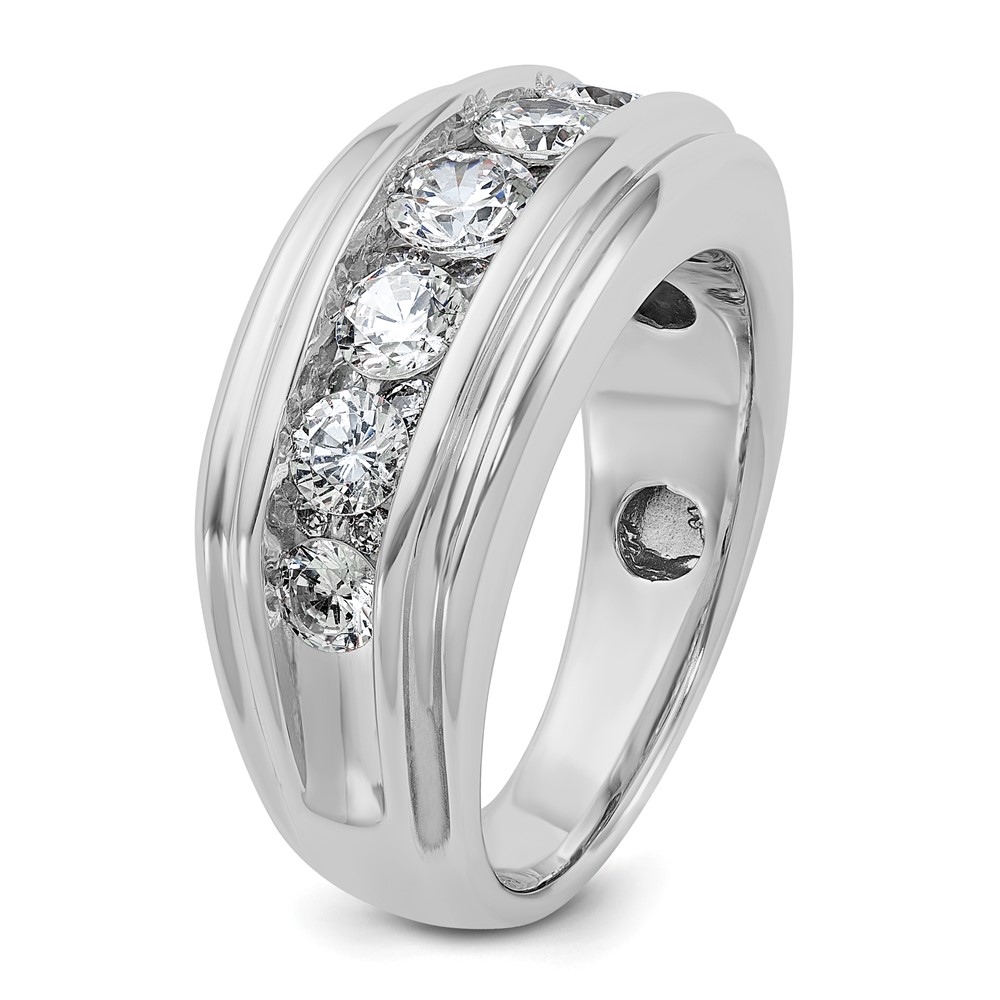 IBGoodman 14k White Gold Men's Polished and Grooved 2 Carat AA Quality Diamond Ring (B64238-4WAA)