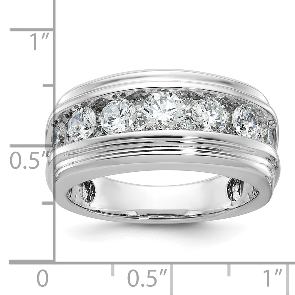 IBGoodman 14k White Gold Men's Polished and Grooved 2 Carat AA Quality Diamond Ring (B64238-4WAA)