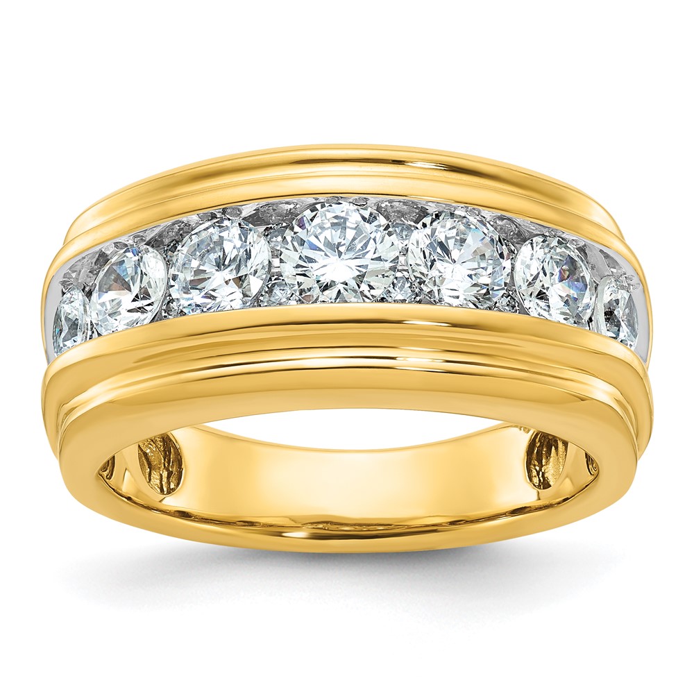 IBGoodman 14k with White Rhodium Men's Polished and Grooved 2 Carat AA Quality Diamond Ring (B64238-4YAA)