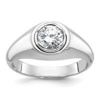 IBGoodman 14K White Gold 1 Carat Lab Grown Diamond VS SI+ G+ Round Complete Men's Ring view 1