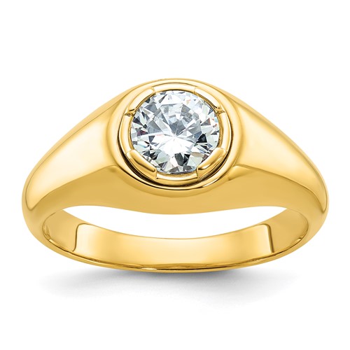 IBGoodman 14K Yellow Gold 1 Carat Lab Grown Diamond VS SI+ G+ Round Complete Men's Ring