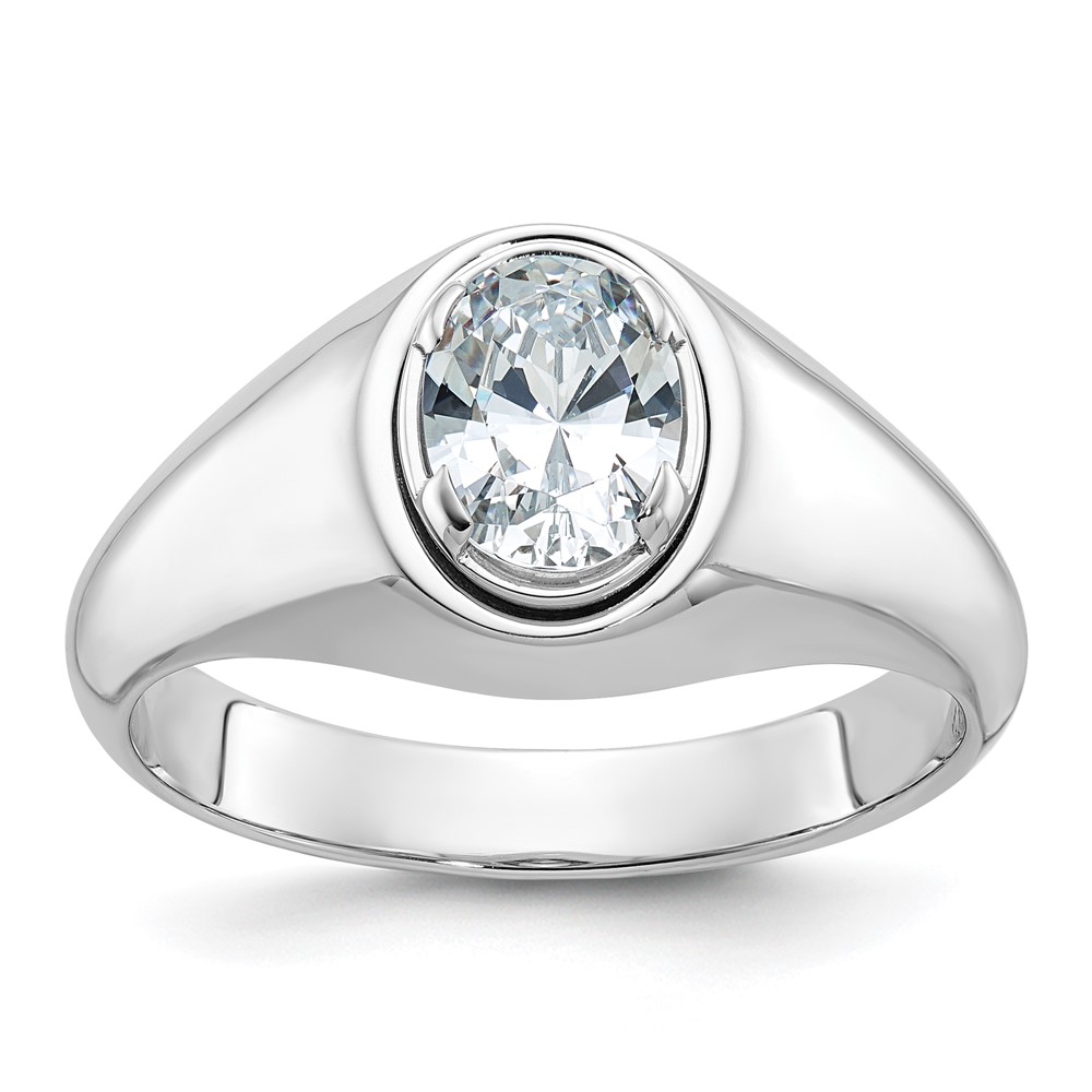 IBGoodman 14K White Gold 1 Carat Lab Grown Diamond VS SI+ G+ Oval Complete Men's Ring