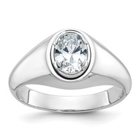 IBGoodman 14K White Gold 1 Carat Lab Grown Diamond VS SI+ G+ Oval Complete Men's Ring view 1