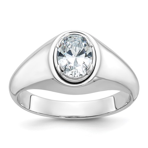 IBGoodman 14K White Gold 1 Carat Lab Grown Diamond VS SI+ G+ Oval Complete Men's Ring