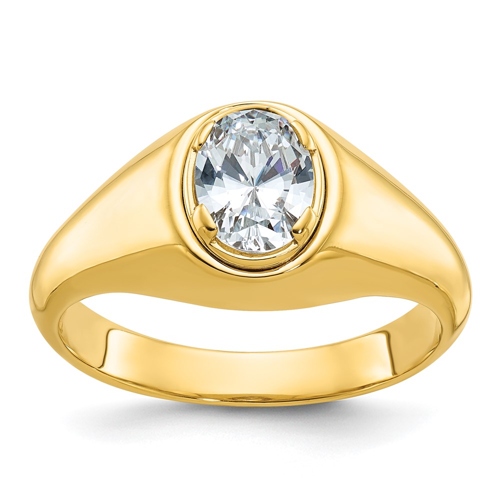 IBGoodman 14K Yellow Gold 1 Carat Lab Grown Diamond VS SI+ G+ Oval Complete Men's Ring