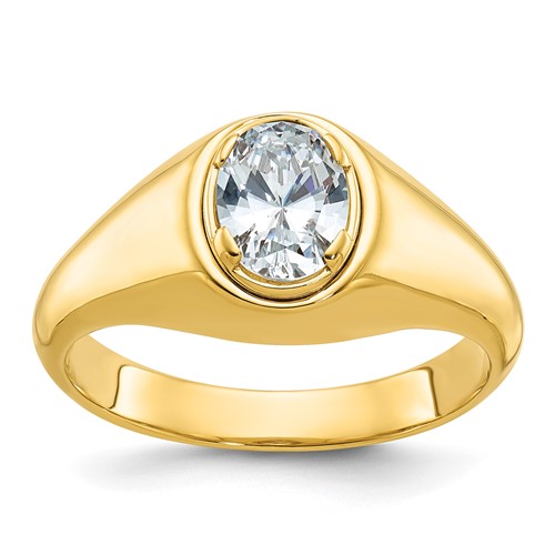 IBGoodman 14K Yellow Gold 1 Carat Lab Grown Diamond VS SI+ G+ Oval Complete Men's Ring