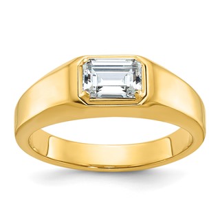 IB Goodman 14k Mens Polished Emerald-cut Stone East-West Ring Mounting