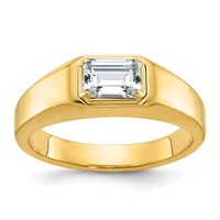 IBGoodman 14K Yellow Gold 1 Carat Lab Grown Diamond VS SI+ G+ Emerald Complete Polished Men's Ring view 1