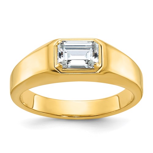 IBGoodman 14K Yellow Gold 1 Carat Lab Grown Diamond VS SI+ G+ Emerald Complete Polished Men's Ring