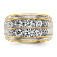 IBGoodman 14K Ring with White Rhodium 2 Carat Lab Grown Diamond VS SI+ G+ Complete Two Row Men's view 4