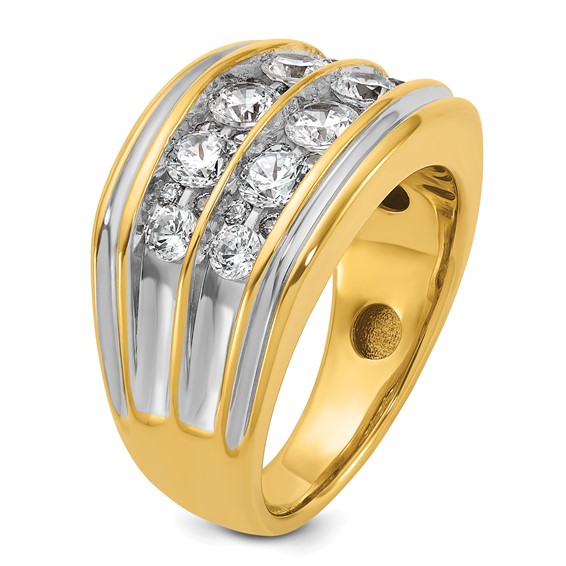 IBGoodman 14k with White Rhodium 2 carat Lab Grown Diamond VS/SI+ G+ Complete Two Row Men's Ring