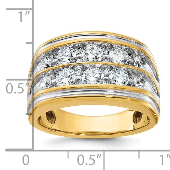 IBGoodman 14k with White Rhodium 2 carat Lab Grown Diamond VS/SI+ G+ Complete Two Row Men's Ring