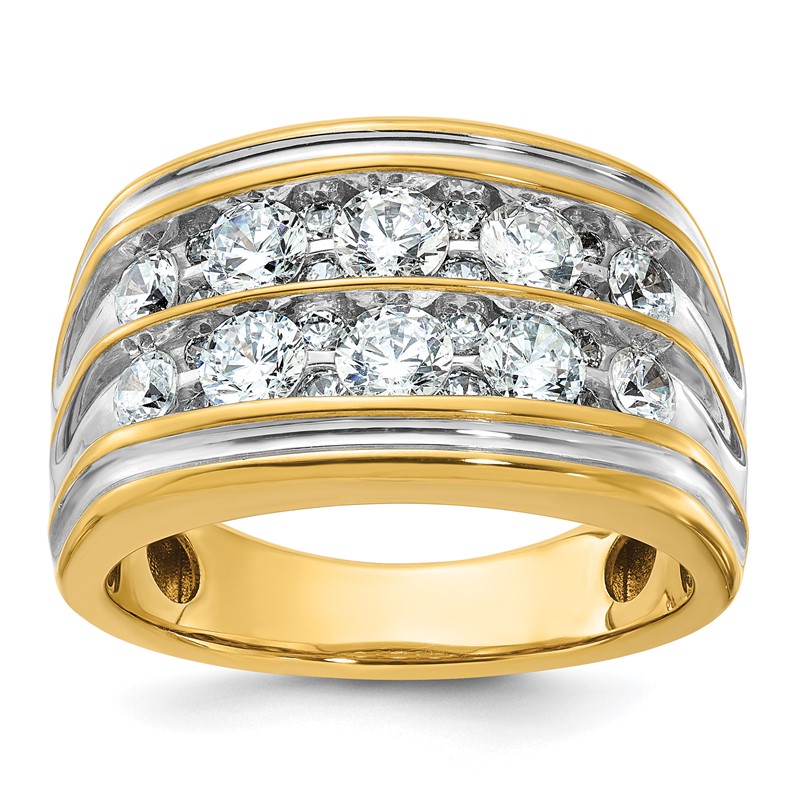 IBGoodman 14k with White Rhodium 2 carat Lab Grown Diamond VS/SI+ G+ Complete Two Row Men's Ring