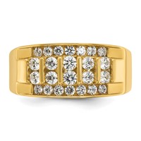 IBGoodman 14K Yellow Gold 1.12 Carat Lab Grown Diamond VS SI+ G+ Complete Four Row Men's Ring view 4