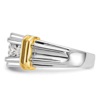 True Origin IBGoodman 14K Two-tone 1 Carat Lab Grown Diamond VS+ F+ Five Stone Complete Polished and Grooved Men's Ring view 4