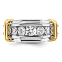 True Origin IBGoodman 14K Two-tone 1 Carat Lab Grown Diamond VS+ F+ Five Stone Complete Polished and Grooved Men's Ring view 5