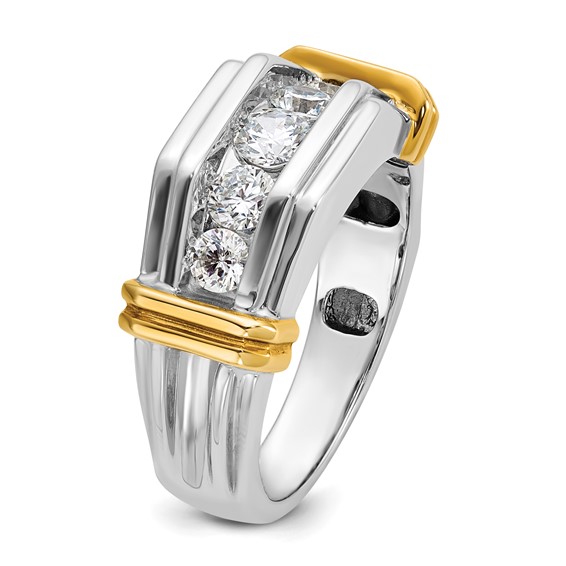 IBGoodman 14k Two-tone Five Stone Polished and Grooved Men's Ring Mounting