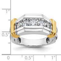 IBGoodman 14K Two-tone Five Stone Polished and Grooved Men's Ring Mounting view 4