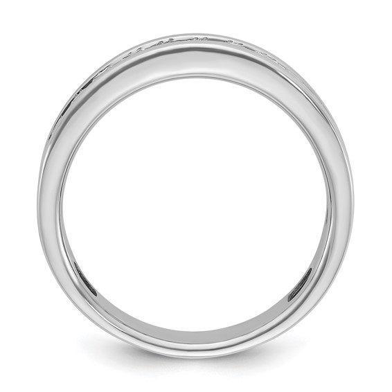 IBGoodman 14k White Gold Men's Polished Square 11-Stone 1 Carat AA Quality Diamond Ring