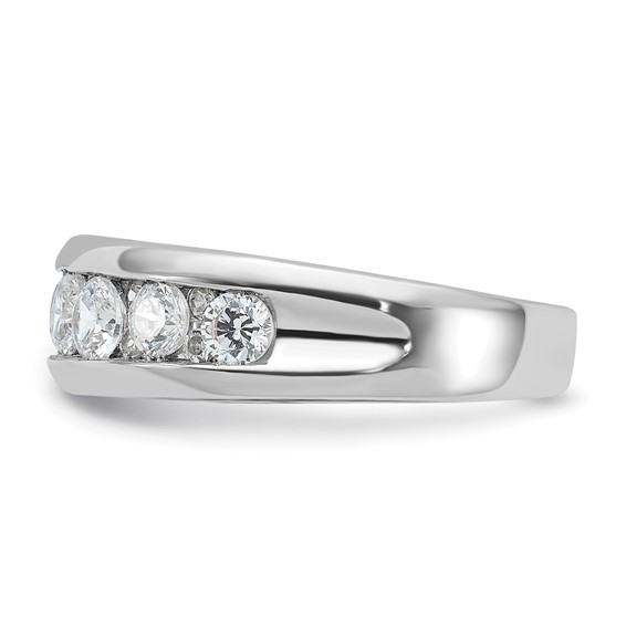 10k White Gold 1 ct Lab Grown Dia VS+ F+ 7 Stone Comp Men's Ring