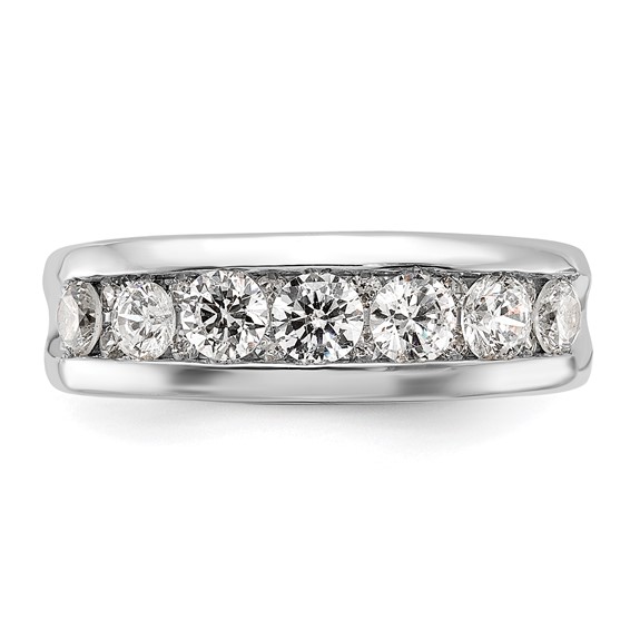 10k White Gold 1 ct Lab Grown Dia VS+ F+ 7 Stone Comp Men's Ring