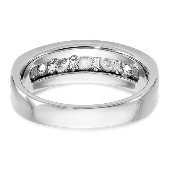10k White Gold 1 ct Lab Grown Dia VS+ F+ 7 Stone Comp Men's Ring