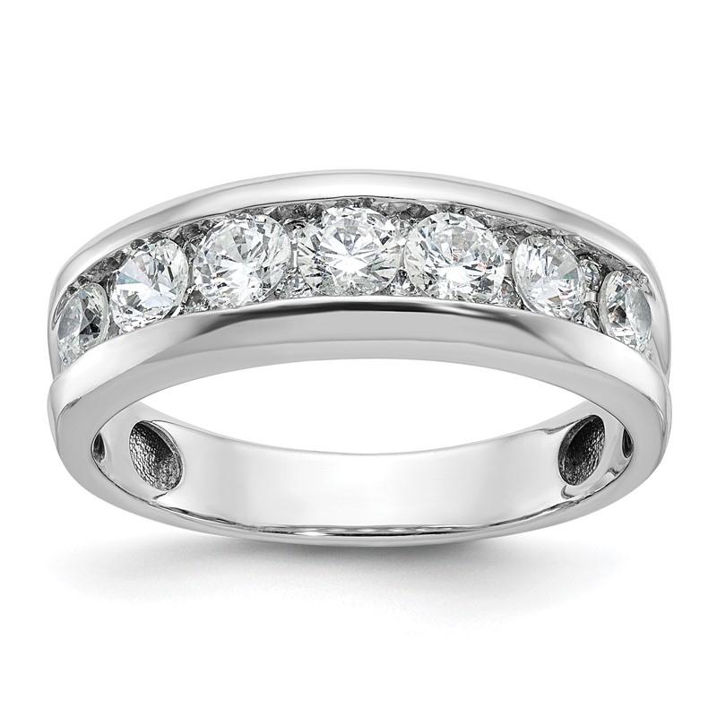IBGoodman 14k White Gold 1 carat Lab Grown Diamond VS/SI+ G+ Seven Stone Complete Polished Men's Ring