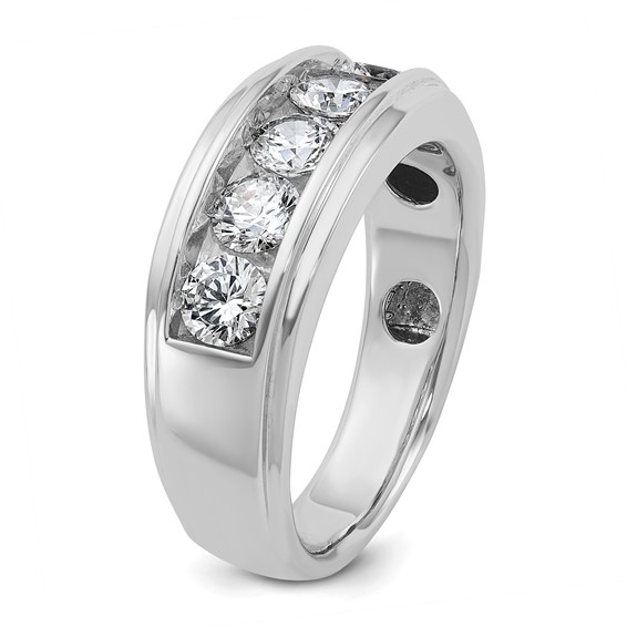 IB Goodman 14k White Gold Mens Polished and Grooved 5-Stone 1.5 Carat AA Diamond Ring